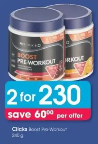 Clicks Clicks Boost Pre-Workout offer