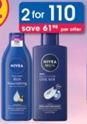 Clicks Nivea Body Cream or Lotion offer