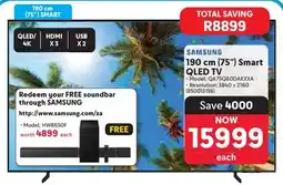 Makro SAMSUNG 190 cm 75" Smart QLED TV offer