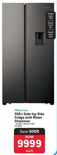 Makro Hisense Side-by-Side Fridge with Water Dispenser offer