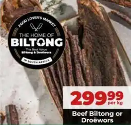 Food Lover's Market Beef Biltong or Droëwors offer
