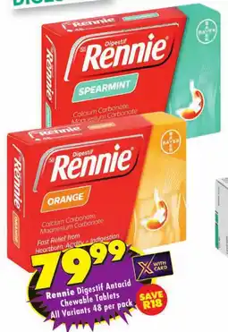 Shoprite Rennie Digestif Antacid Chewable Tablets All Variants offer