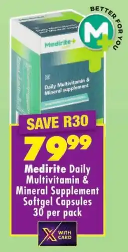 Shoprite Medirite Daily Multivitamin & Mineral Supplement Softgel Capsules offer
