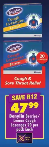 Shoprite Benylin Berries/ Lemon Cough Lozenges offer