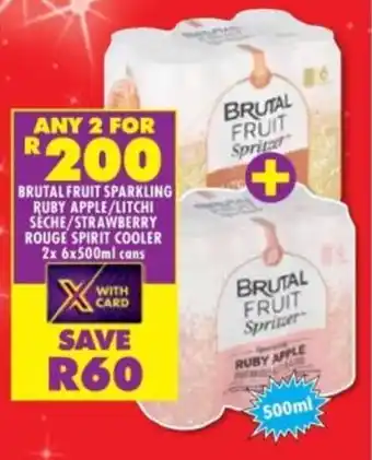 Shoprite Liquor Brutal fruit sparkling ruby apple/ litchi seche/ strawberry rouge spirit cooler cans offer