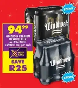 Shoprite Liquor Windhoek premium draught beer nrb/cans offer