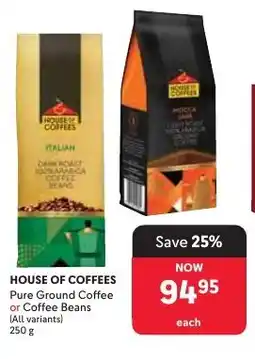 Makro HOUSE OF COFFEES Pure Ground Coffee or Coffee Beans offer