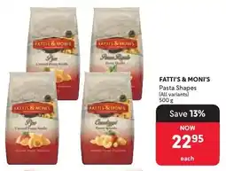 Makro FATTI'S & MONI'S Pasta Shapes offer