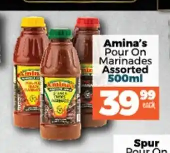 Take 'n Pay Amina's Pour On Marinades Assorted 500ml offer