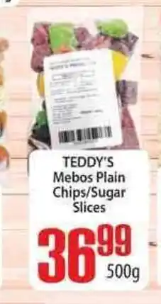 Elite Cash & Carry Teddy's Mebos Plain Chips/ Sugar Slices 500g offer