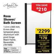 Builders Warehouse Aqua Dior Rosa Shower/Bath Screen offer