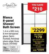 Builders Warehouse Aqua Dior Blanca 8 Panel Shower/Bath Screen offer