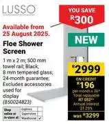 Builders Warehouse Lusso Floe Shower Screen-1m x 2m offer