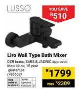 Builders Warehouse Lusso Liro Wall Type Bath Mixer offer