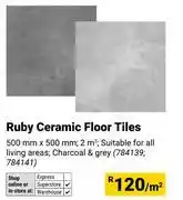 Builders Warehouse Ruby Ceramic Floor Tiles-500mm x 500mm Per Sqm offer