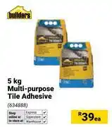 Builders Warehouse Builders 5Kg Multi Purpose Tile Adhesive-Each offer