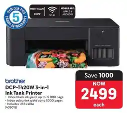 Makro Brother DCP-T420W 3-in-1 Ink Tank Printer offer