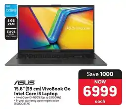 Makro ASUS 15.6" 39cm VivoBook Go Intel Core i3 Laptop offer