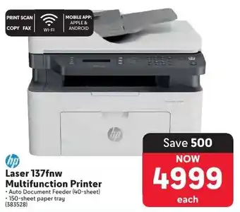 Makro HP Laser 137fnw Multifunction Printer offer