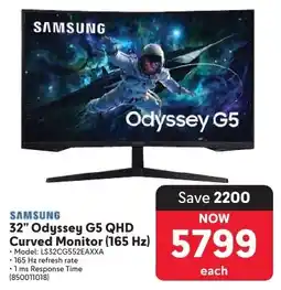 Makro SAMSUNG 32" Odyssey G5 QHD Curved Monitor 165 Hz offer