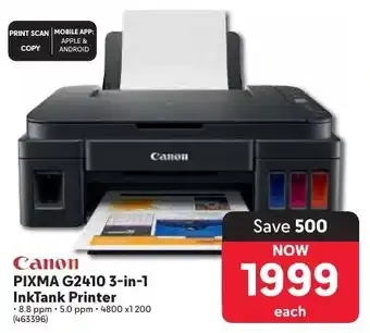 Makro Canon PIXMA G2410 3-in-1 InkTank Printer offer