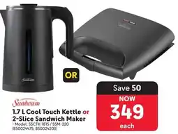 Makro Sunbeam Cool Touch Kettle or 2-Slice Sandwich Maker offer
