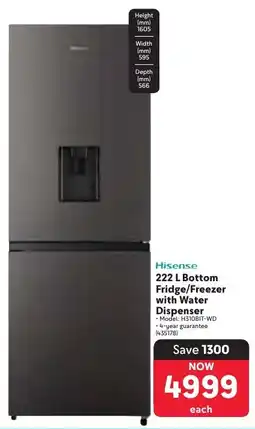 Makro Hisense Bottom Fridge/ Freezer with Water Dispenser offer