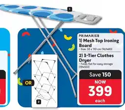 Makro Primaries Mesh Top Ironing Board OR 3-Tier Clothes Dryer offer