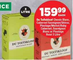 OK Foods Du Toitskloof Chenin Blanc, Cabernet Sauvignon/ Shiraz, Pinotage/ Merlot/ Ruby Cabernet, Sauvignon Blanc or Pinotage Rosé offer