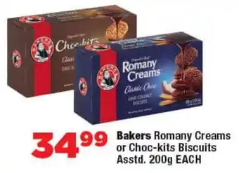 OK Foods Bakers Romany Creams or Choc-kits Biscuits Asstd. offer