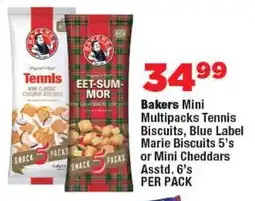OK Foods Bakers Mini Multipacks Tennis Biscuits, Blue Label Marie Biscuits or Mini Cheddars Asstd. offer