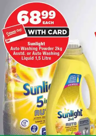 OK Foods Sunlight Auto Washing Powder Asstd. or Auto Washing Liquid offer
