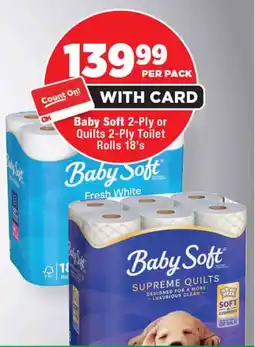 OK Foods Baby Soft 2-Ply or Quilts 2-Ply Toilet Rolls offer