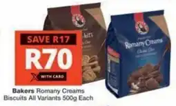 Checkers Bakers Romany Creams Biscuits All Variants offer