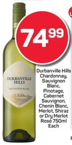 Pick n Pay Liquor Durbanville Hills Chardonnay, Sauvignon Blanc, Pinotage, Cabernet Sauvignon, Chenin Blanc, Merlot, Shiraz or Dry Merlot Rose offer