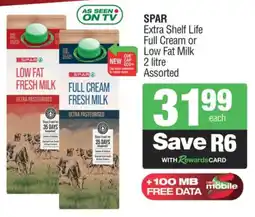 Spar SPAR Extra Shelf Life Full Cream or Low Fat Milk Assorted offer