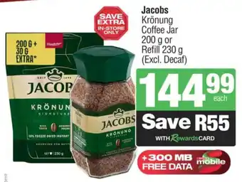 Spar Jacobs Krönung Coffee Jar or Refill offer
