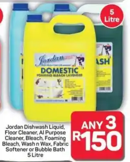 Pick n Pay Hypermarket Jordan Dishwash Liquid, Floor Cleaner, Al Purpose Cleaner, Bleach, Foaming Bleach, Wash n Wax, Fabric Softener or Bubble Bath offer