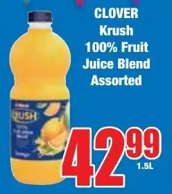 Boxer Superstores CLOVER Krush 100% Fruit Juice Blend Assorted offer