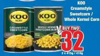 Boxer Superstores KOO Creamstyle Sweetcorn/ Whole Kernel Corn offer