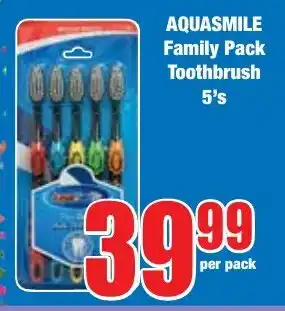 Boxer Superstores AQUASMILE Family Pack Toothbrush offer