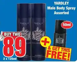 Boxer Superstores YARDLEY Male Body Spray Assorted offer