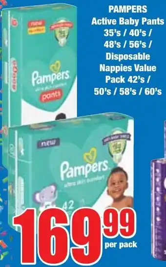 Boxer Superstores PAMPERS Active Baby Pants/ Disposable Nappies Value Pack offer