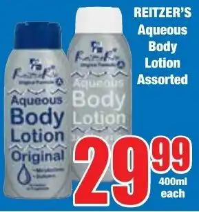 Boxer Superstores REITZER'S Aqueous Body Lotion Assorted offer