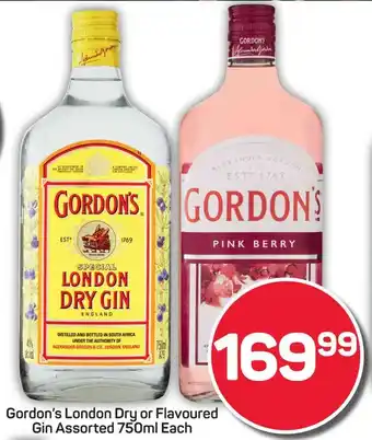 Pick n Pay Gordon's London Dry or Flavoured Gin Assorted offer