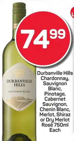 Pick n Pay Durbanville Hills Chardonnay, Sauvignon Blanc, Pinotage, Cabernet Sauvignon, Chenin Blanc, Merlot, Shiraz or Dry Merlot Rosé offer