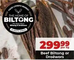 Food Lover's Market Beef Biltong or Droewors offer