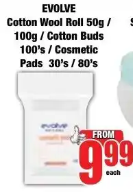Boxer Superstores EVOLVE Cotton Wool Roll/ Cotton Buds/ Cosmetic Pads offer