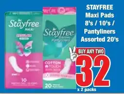 Boxer Superstores STAYFREE Maxi Pads/ Pantyliners Assorted offer