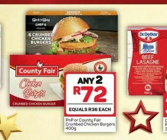 Pick n Pay County fair chicken burgers 2 offer